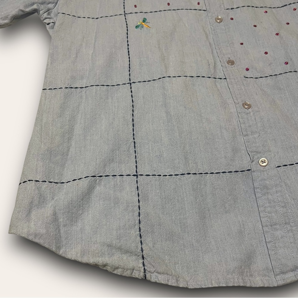 Y2K Beaded Embroidered Collared Shirt S.M.B Plus Size 2x Western Cottagecore - Picture 2 of 7